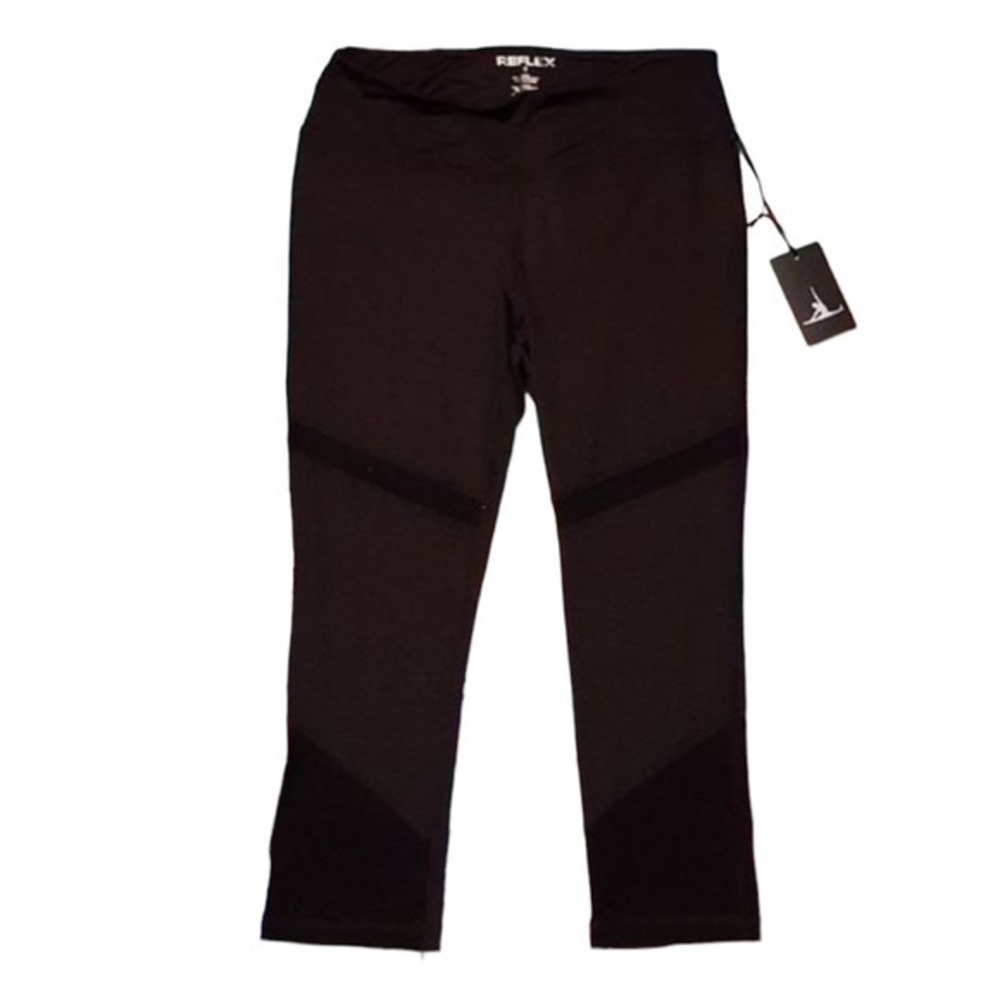 #0169 90 Degree by Reflex Mesh Capri leggings Black Active tights Womens size XL